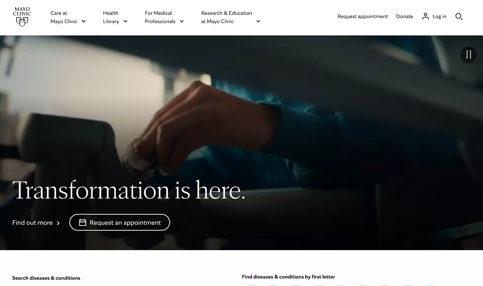 Domovská stránka Mayo Clinic