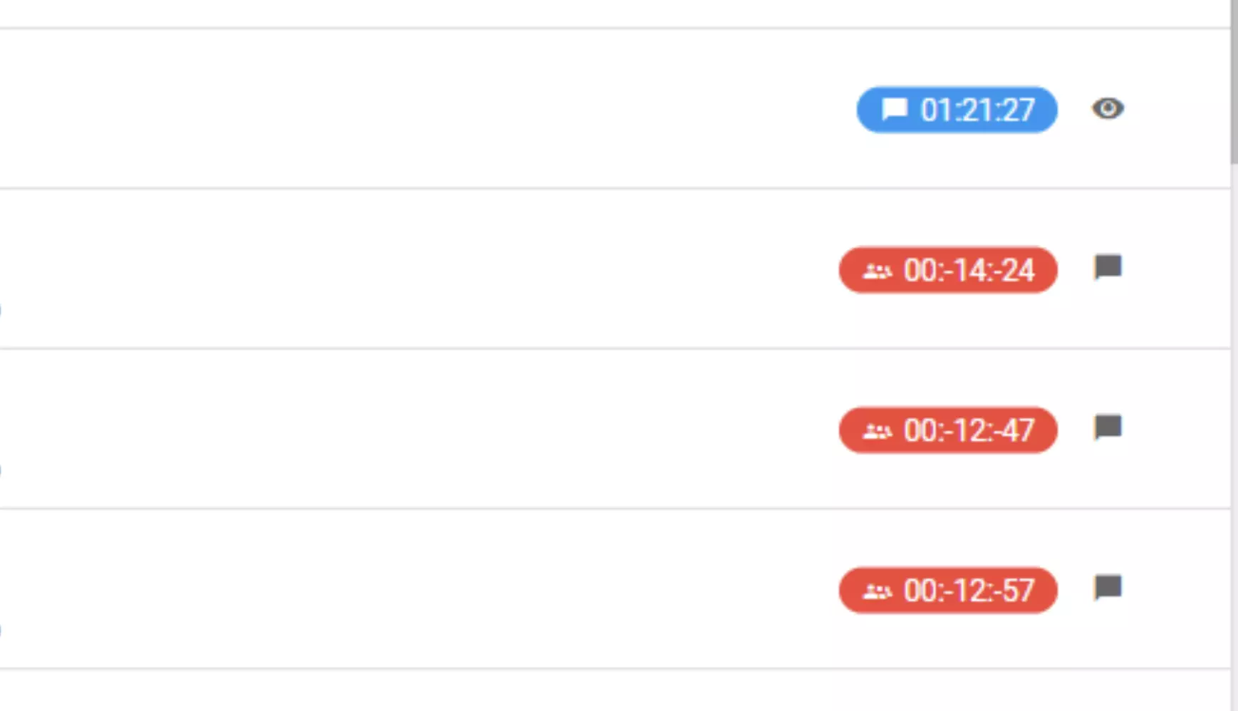 Obrázok ukazujúci chybu so zápornými časovými hodnotami počas relácií chatu v predchádzajúcich verziách LiveAgent