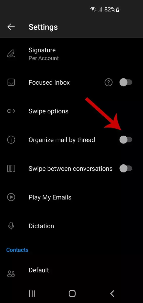 Emailové vlákno Outlooku na mobilných zariadeniach, krok 3