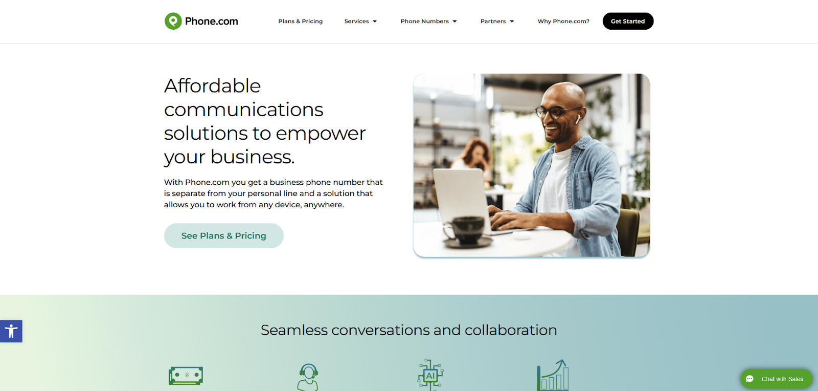 Domovská stránka software call center Phone.com