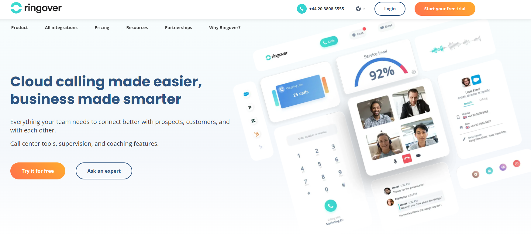 Ringover VoIP poskytovateľ website