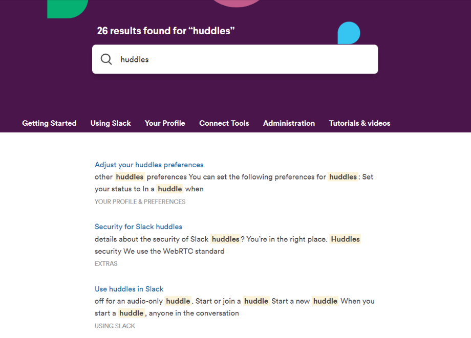 Funkcia vyhľadávania znalostnej bázy Slack