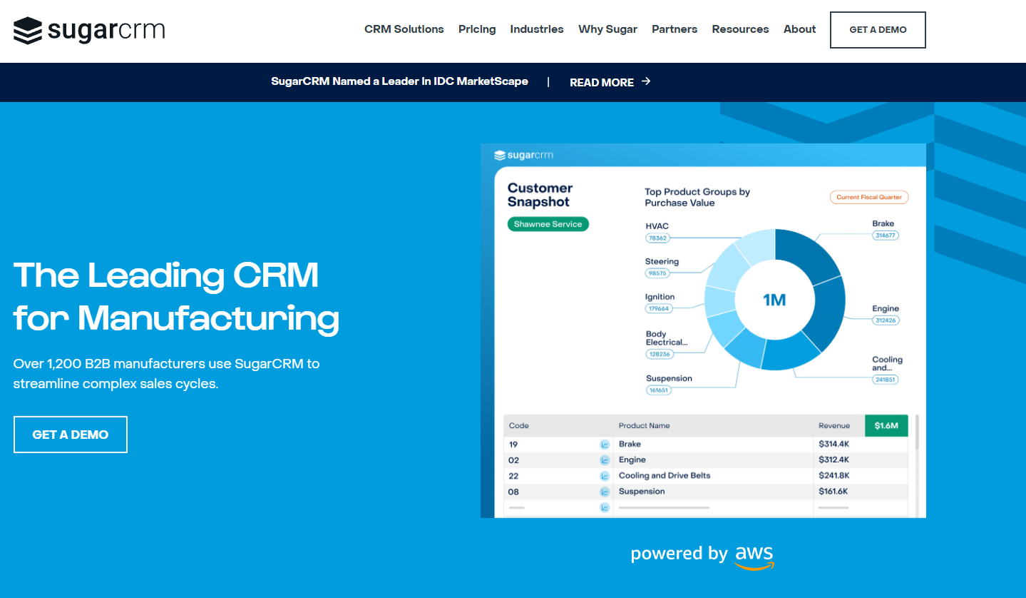 Domovská stránka SugarCRM