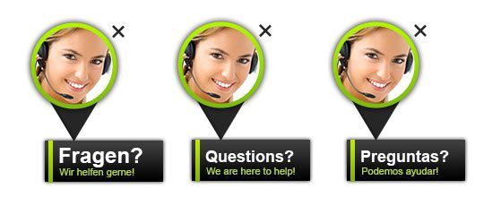 Príklad widgetu chatu vo viacerých jazykoch