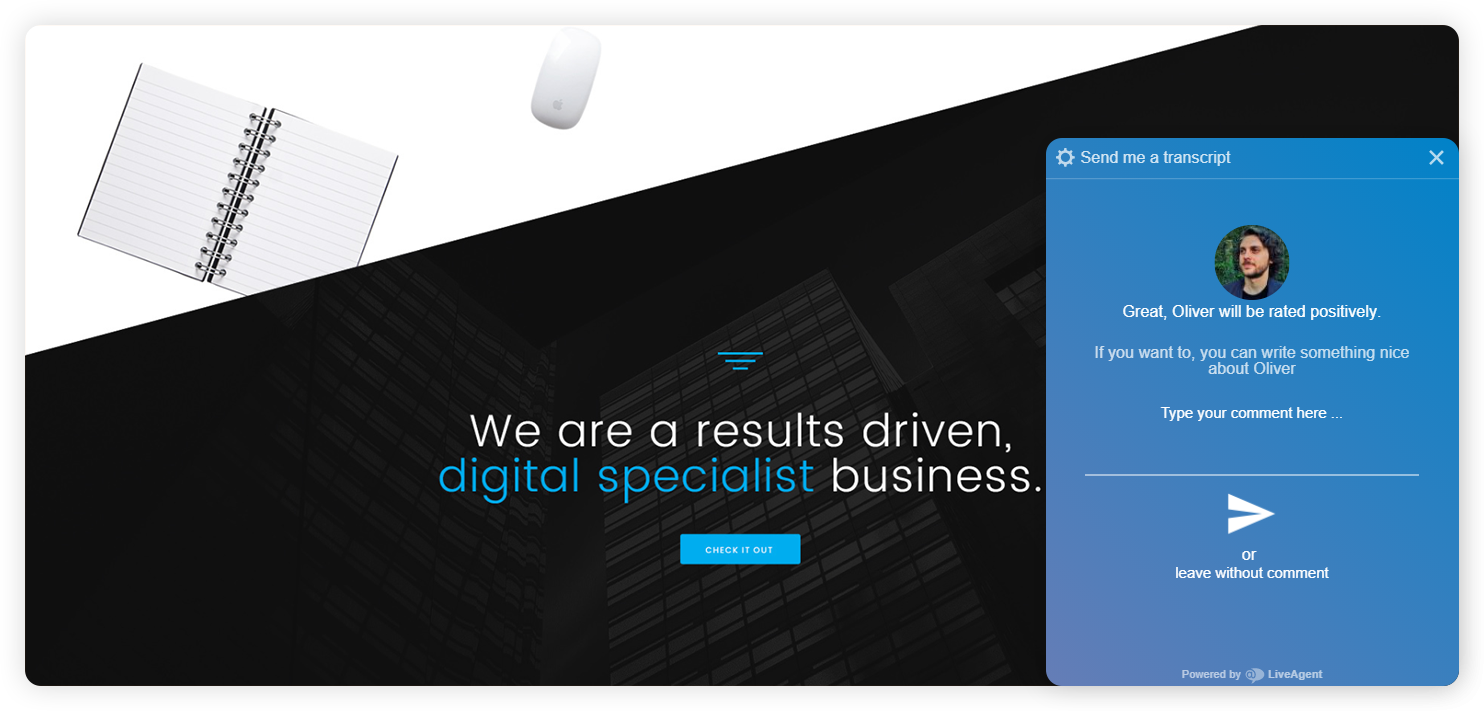 Príklad prieskumu po chate pre podniky