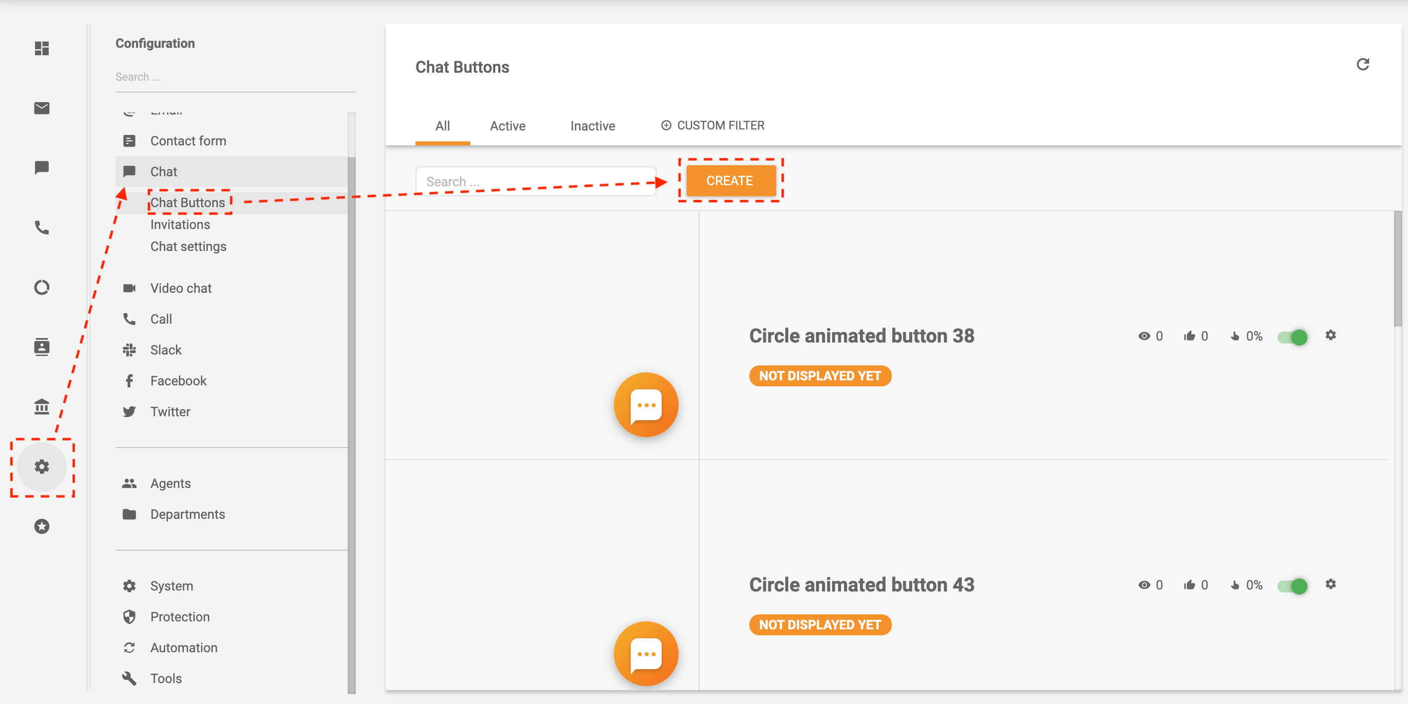 Príklad vytvorenia chat tlačidla