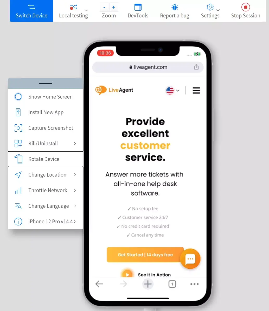 Simulácia stránky BrowserStack