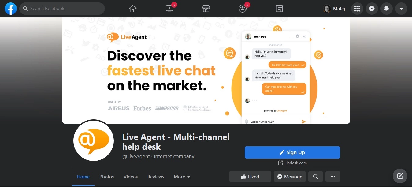 LiveAgent – Facebooková stránka