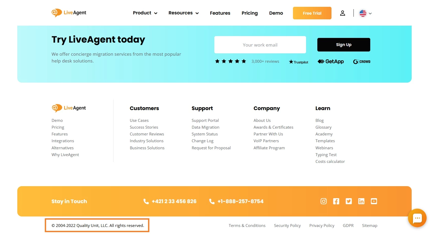 Autorské práva webovej stránky LiveAgent