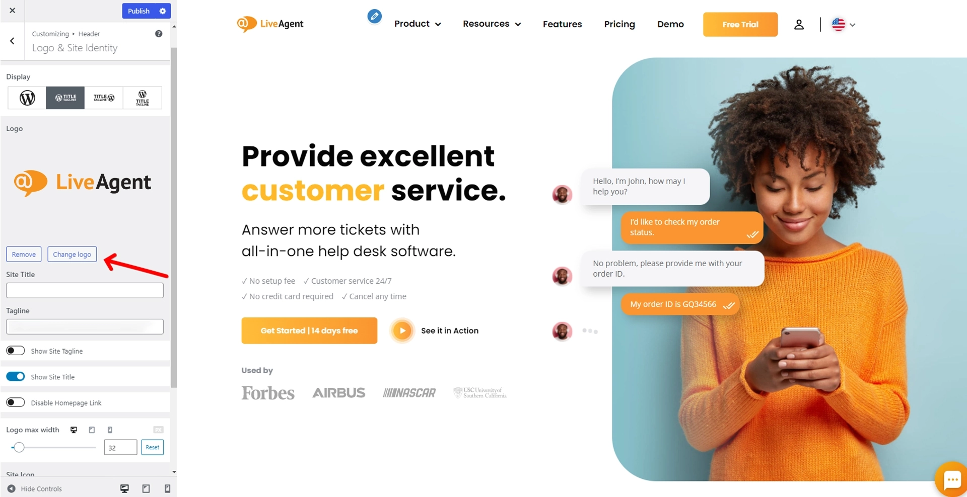 Prepojenie loga v záhlaví s domovskou stránkou