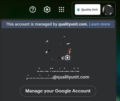 Príklad firemného e-mailu Quality Unit