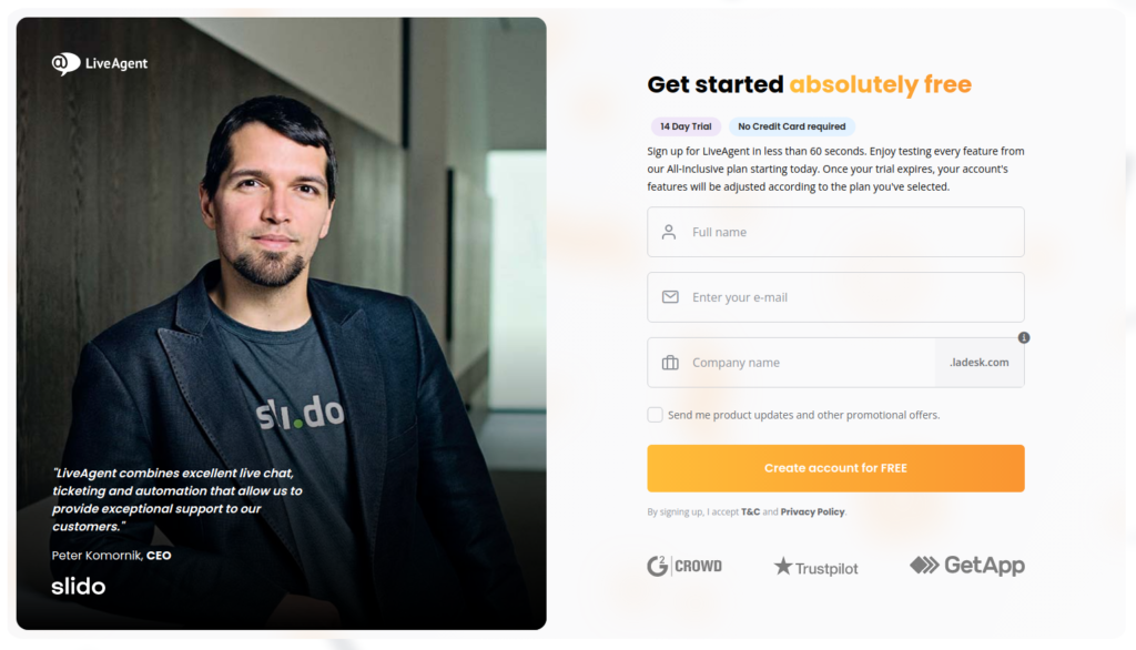 Skúšobný účet LiveAgent