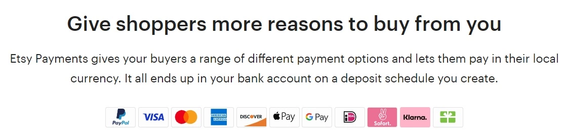 Spôsoby platby Etsy