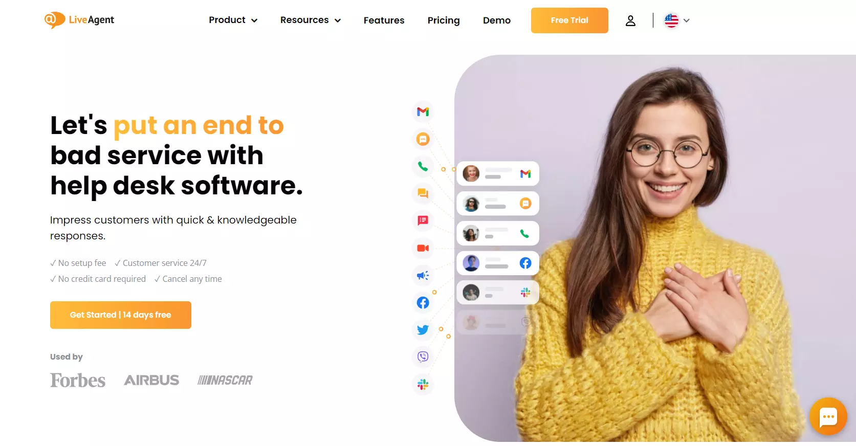 Stránka helpdesku LiveAgent