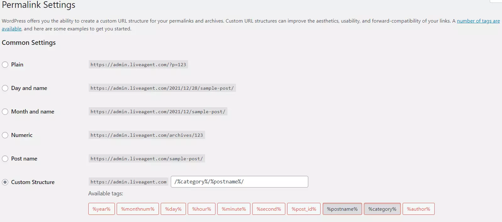 Príklad nastavení trvalého odkazu