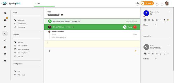 Vnútorné hovory v progrese LiveAgent