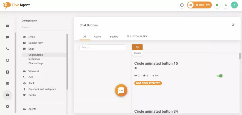 Nastavenie sekcie chatu LiveAgent