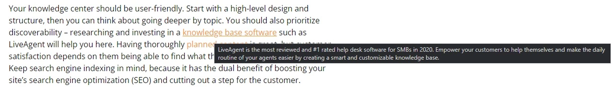 Interný odkaz v článku LiveAgent