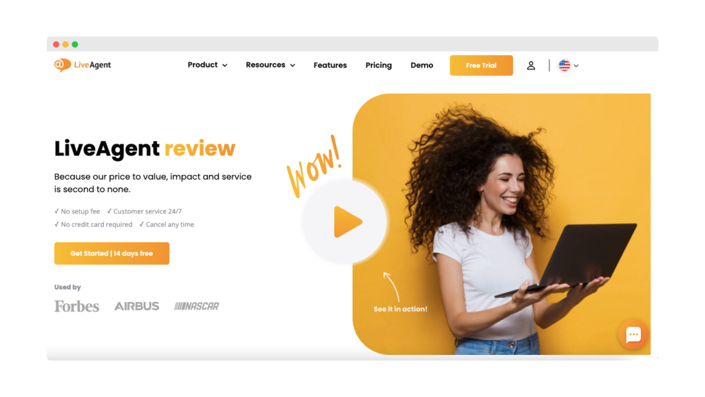 Cielová stránka LiveAgent