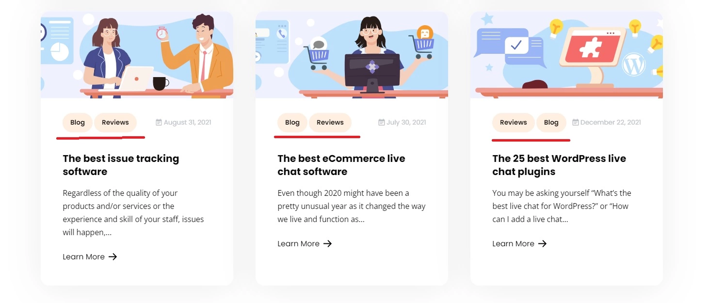 Príklad značiek blogu