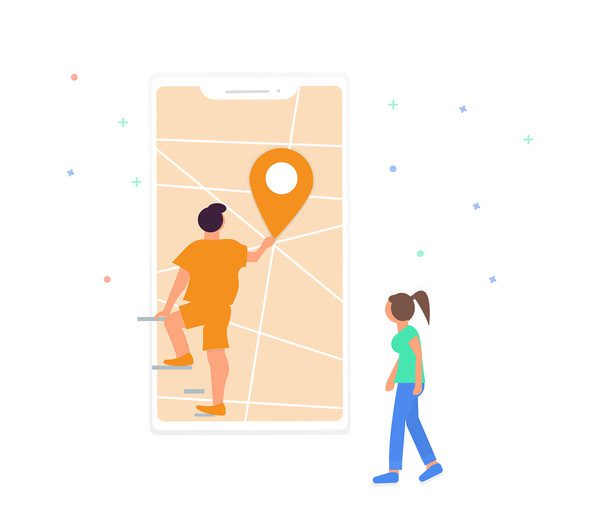 Cestovanie - hľadanie miesta - ilustrácia