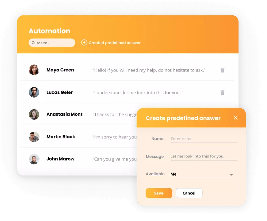 Automatizácie LiveAgent - preddefinované odpovede
