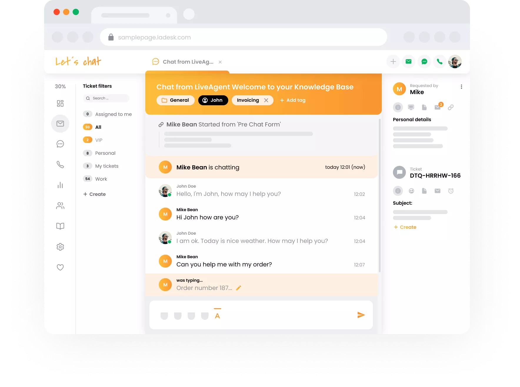 Náhľad LiveAgent v reálnom čase