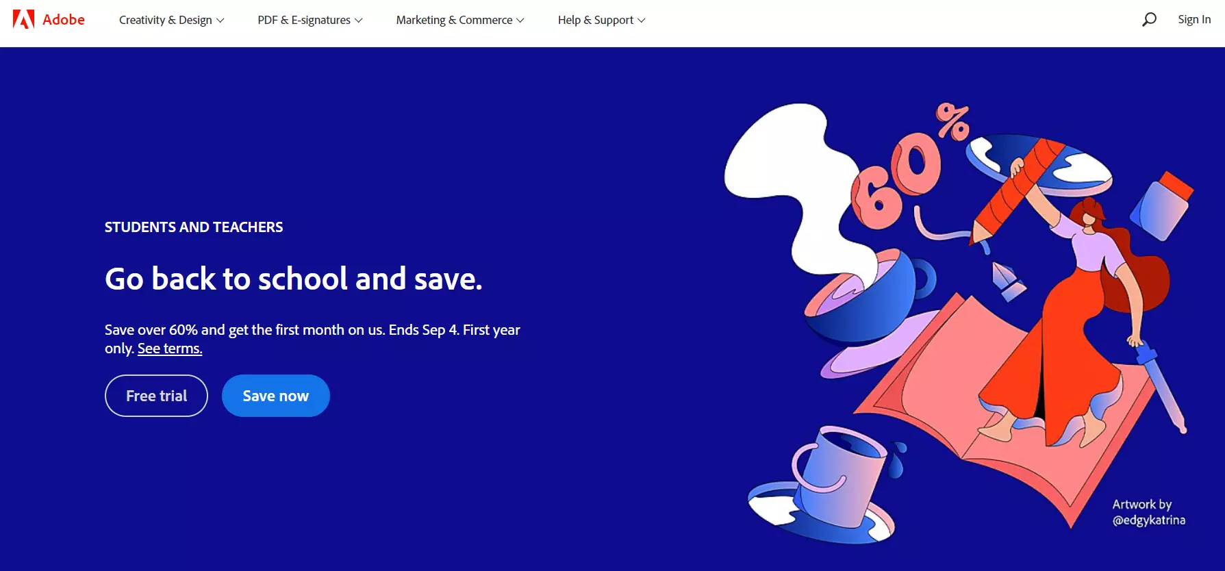 Domovská stránka Adobe s ukážkou ich systému správy obsahu.