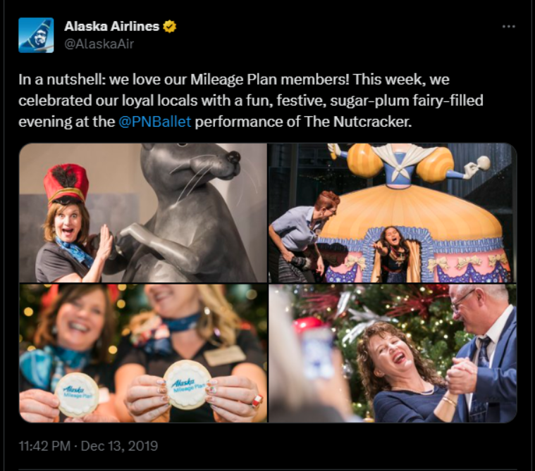 Tweet o kávovom nápoji Alaska Airlines