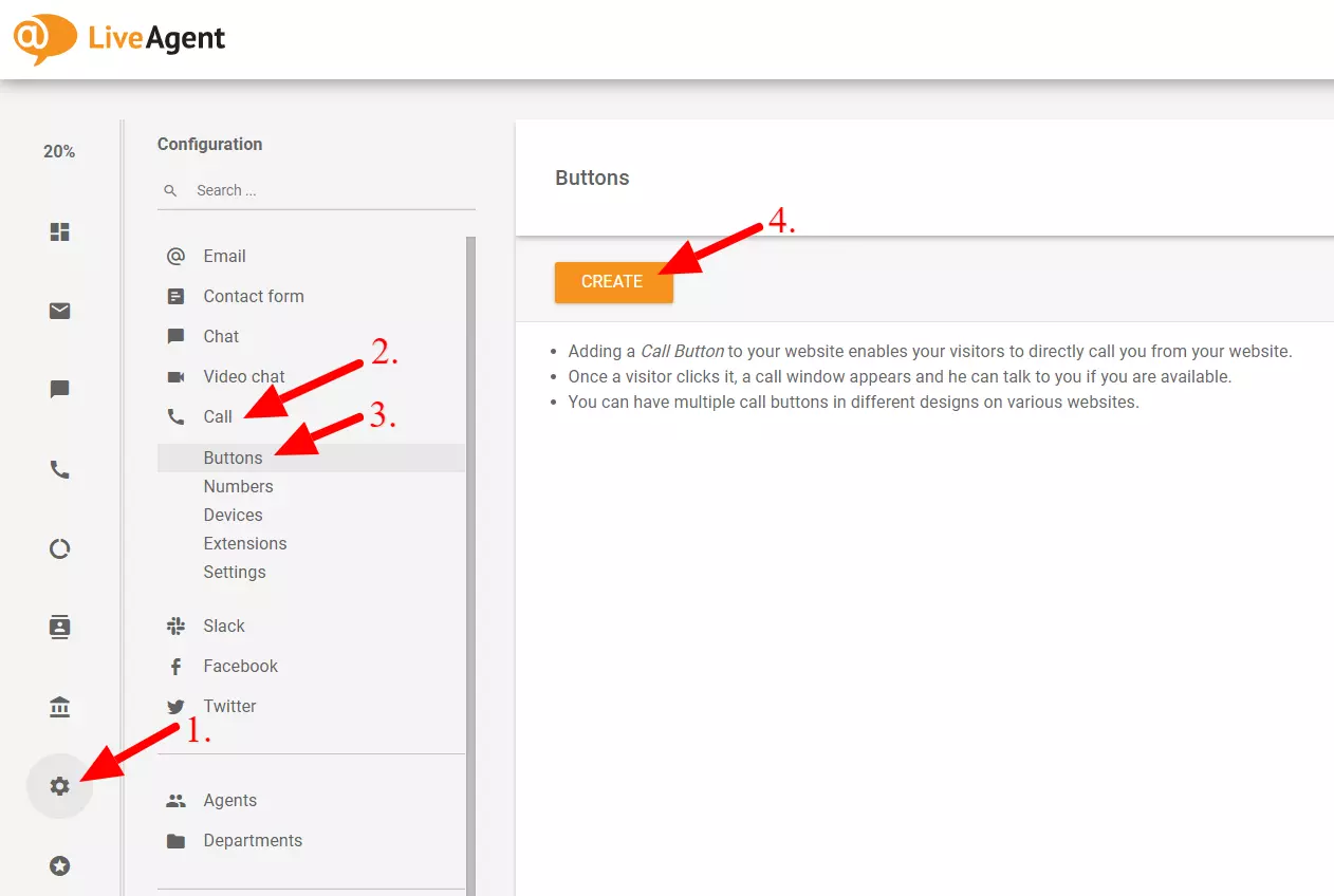 tlačidlo vytvoriť volanie
