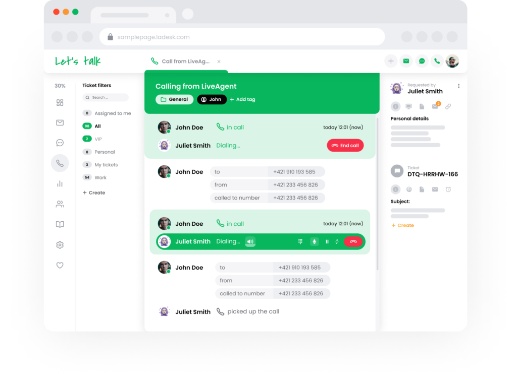 Softvér call centra LiveAgent