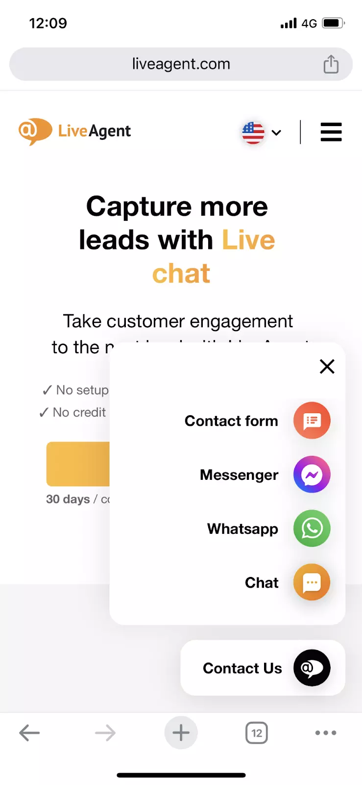 LiveAgent - tlačidlo live chatu na mobilnom zariadení