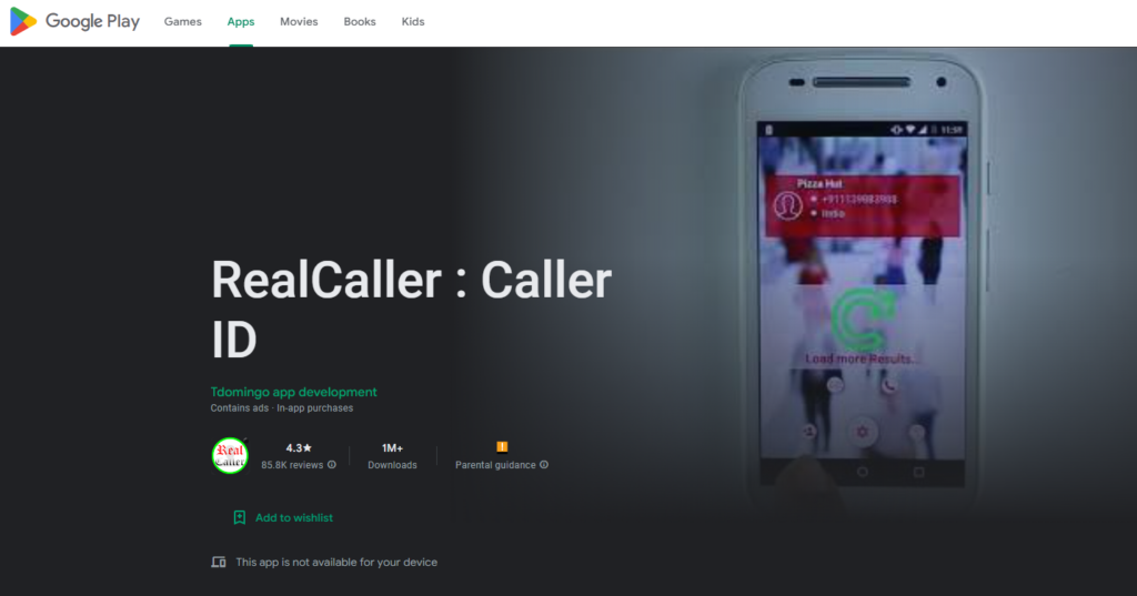 RealCaller: Caller ID webová stránka Google Play