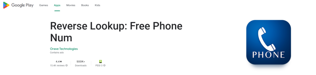 Reverse Lookup: Free Phone Num webová stránka Google Play