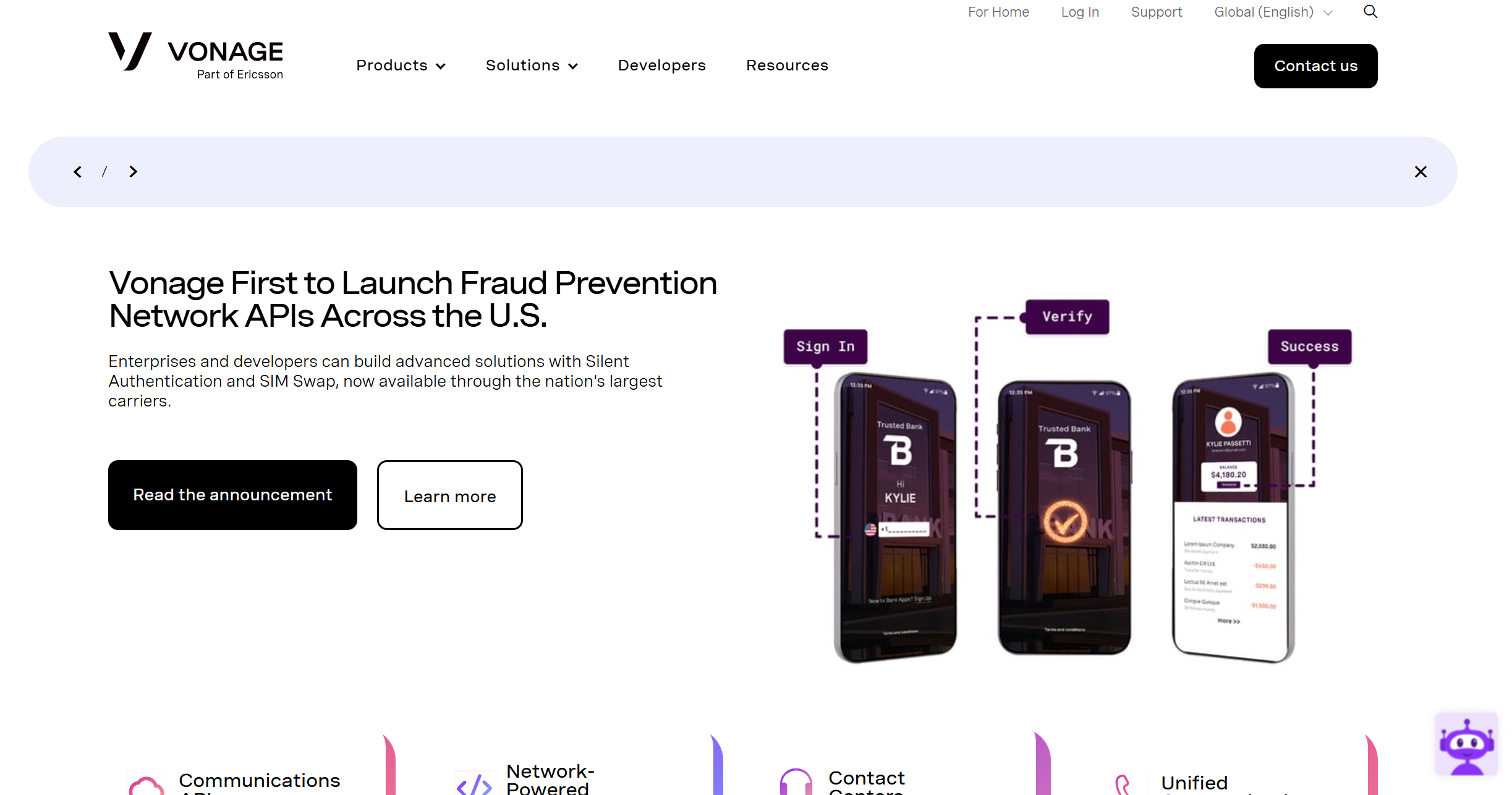 Kontakty na podporu Vonage