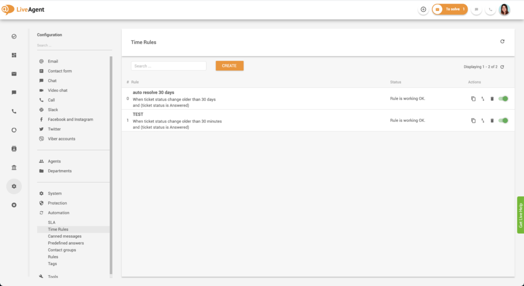 Príklad aktívnych pravidiel času