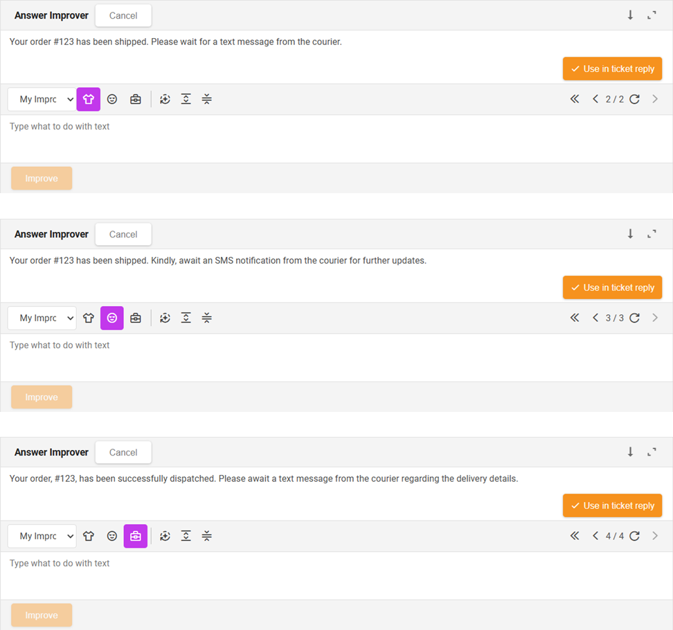 Režimy Zlepšovača odpovedí