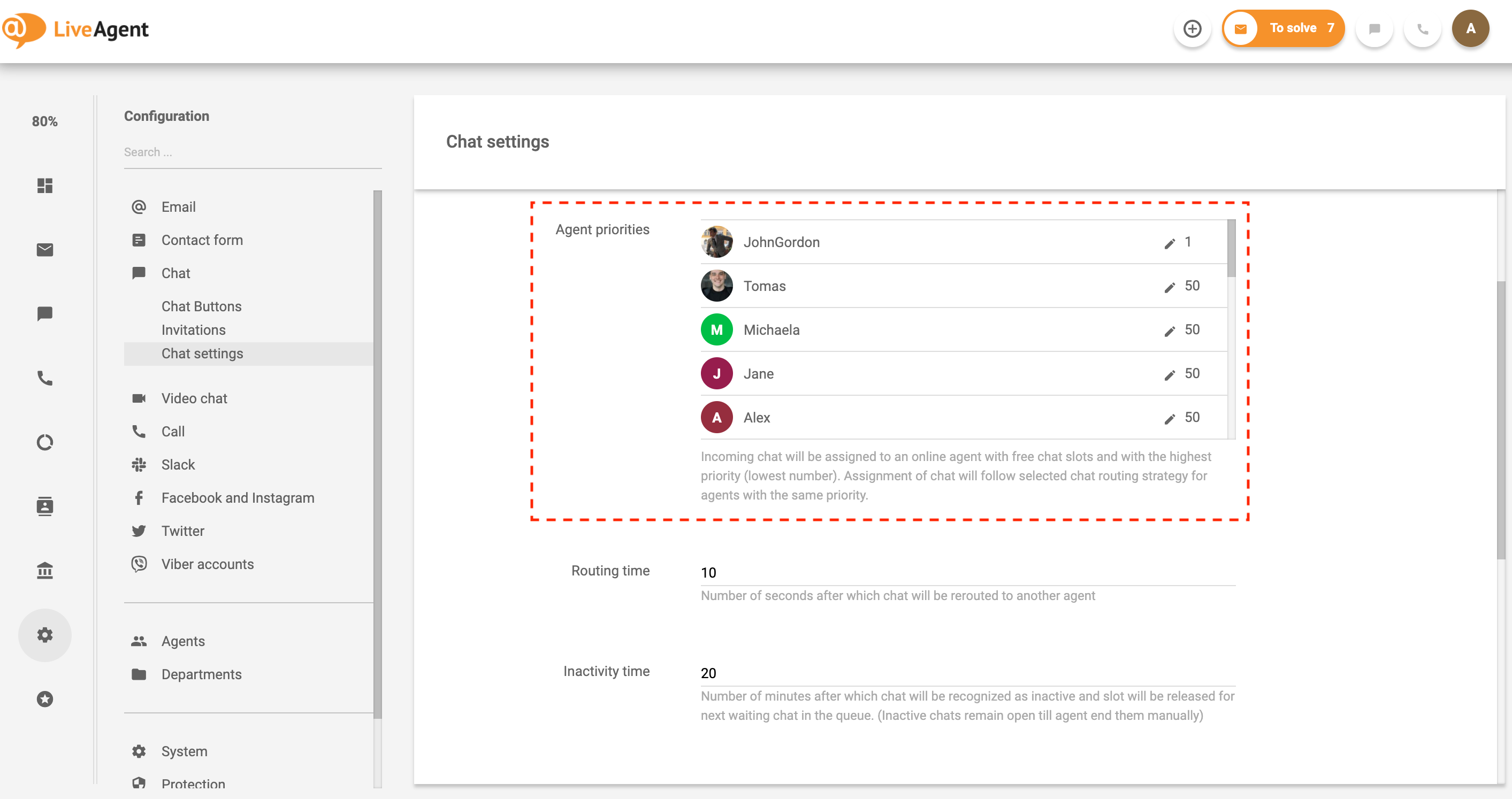 Automatická distribúcia chatu priority agentov