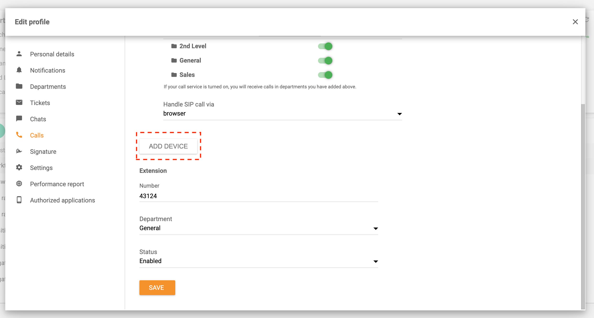 Smerovanie hovorov pridať zariadenie