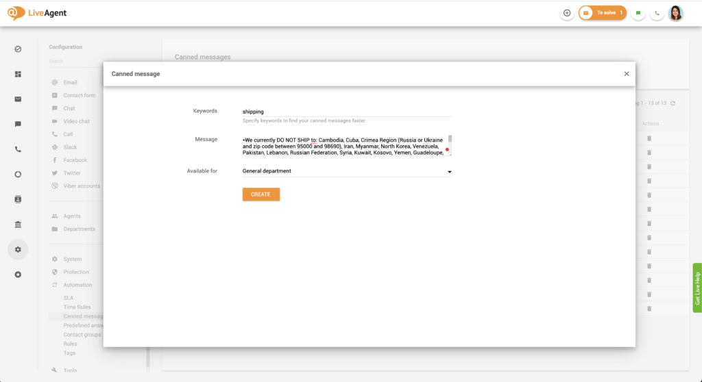 Formulár na vytvorenie predpripravenej správy