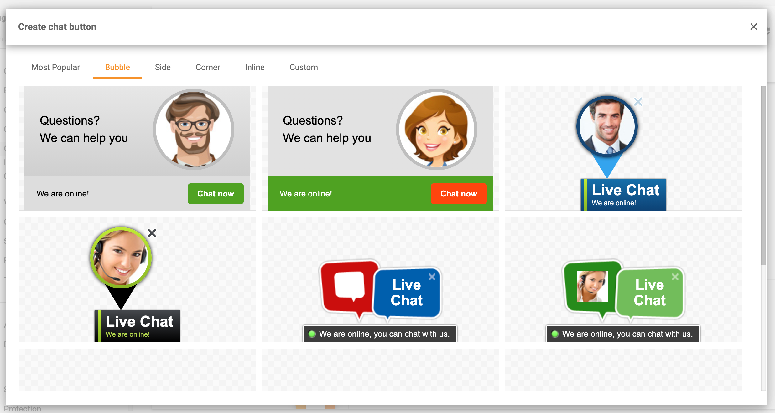 Bublinové tlačidlá chatu
