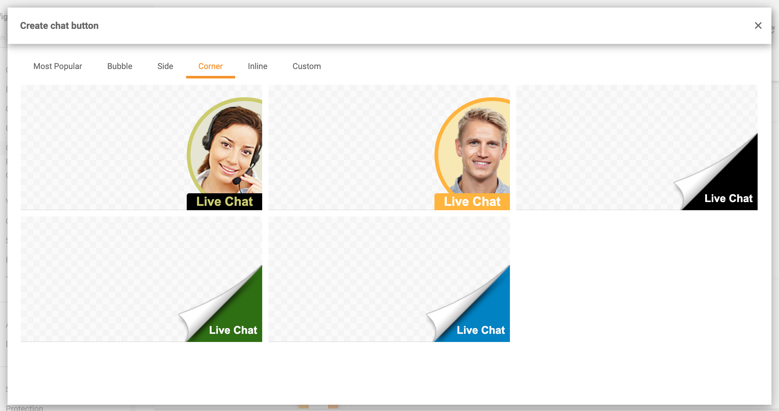 Rohové tlačidlá chatu