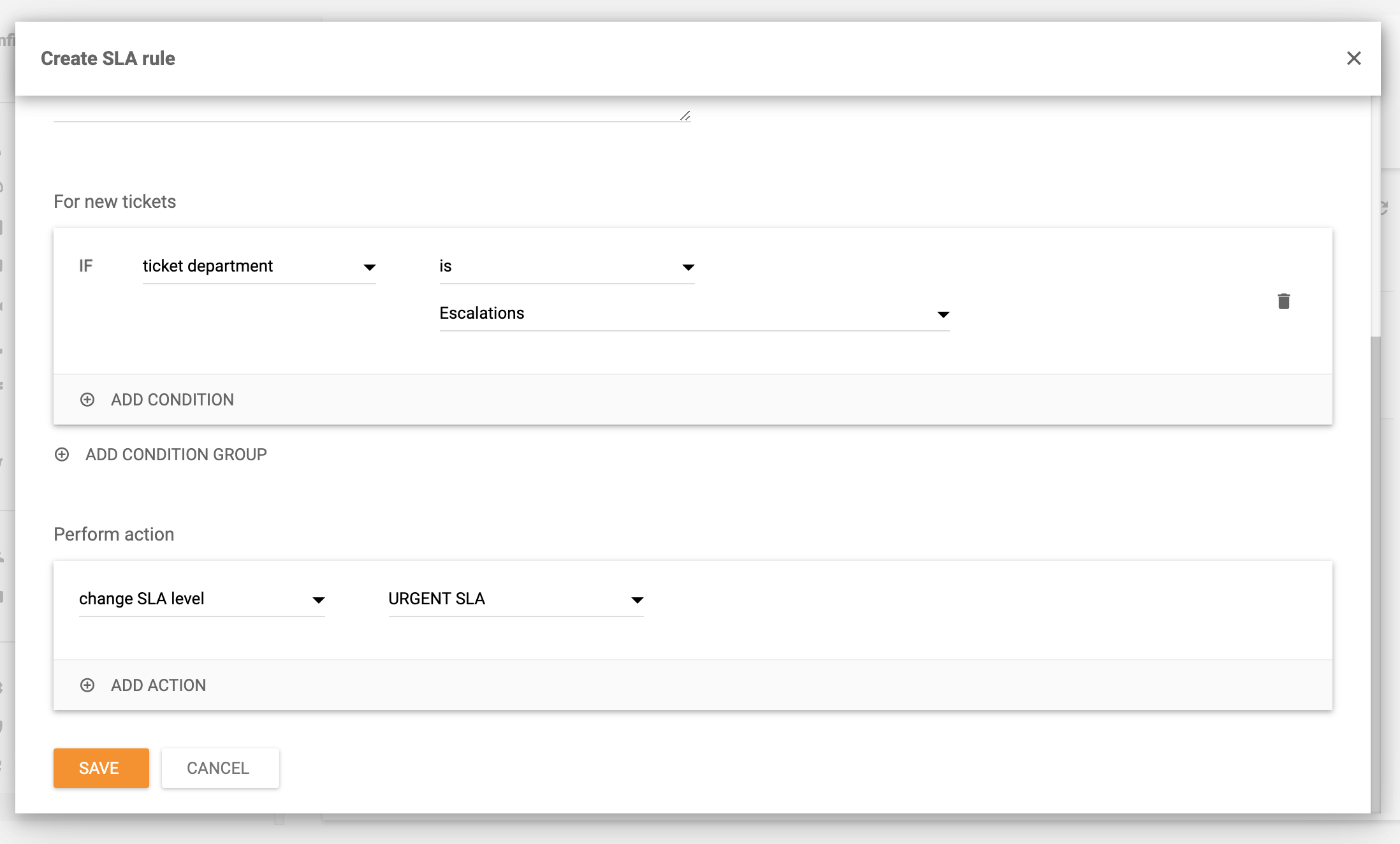 Vytvorenie pravidla SLA v LiveAgent