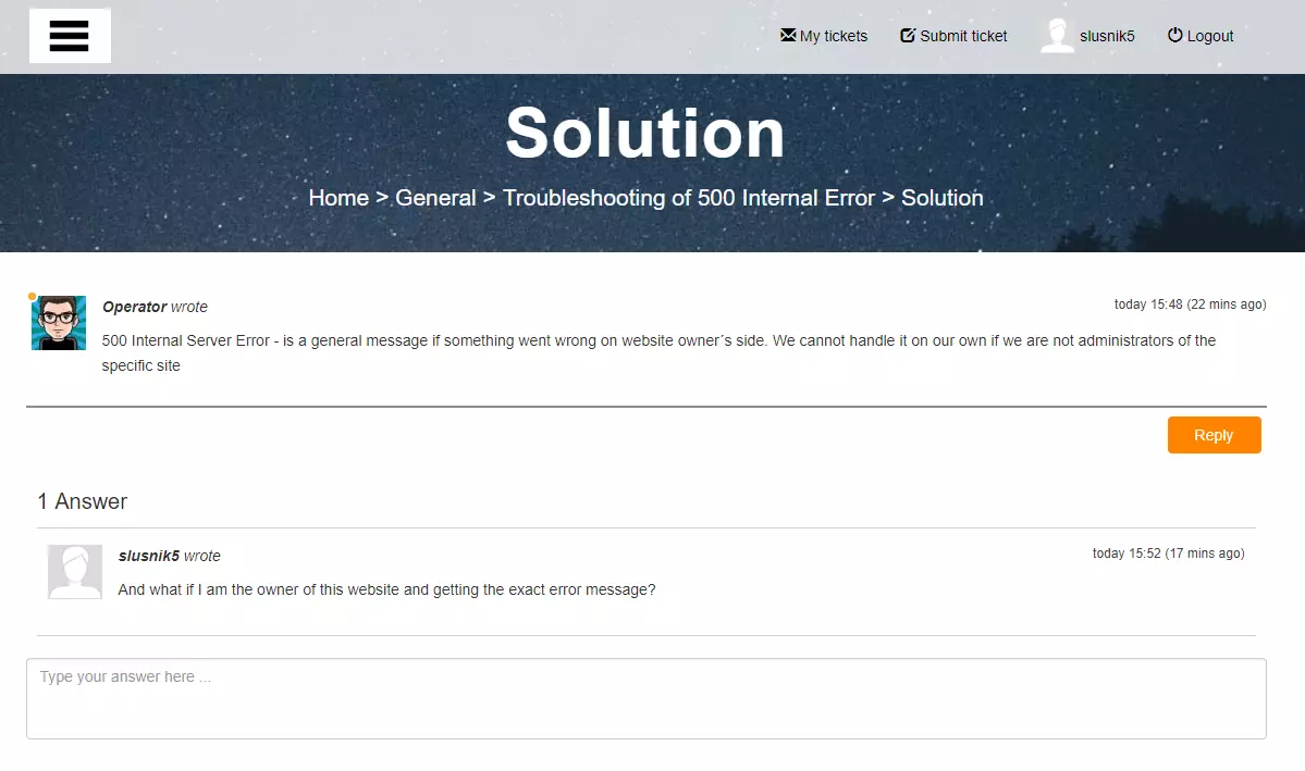 Príklad verejného fóra zákazníkov