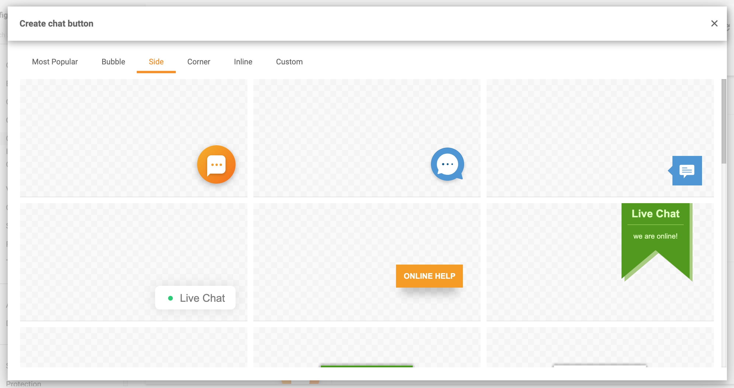 Bočné tlačidlá chatu