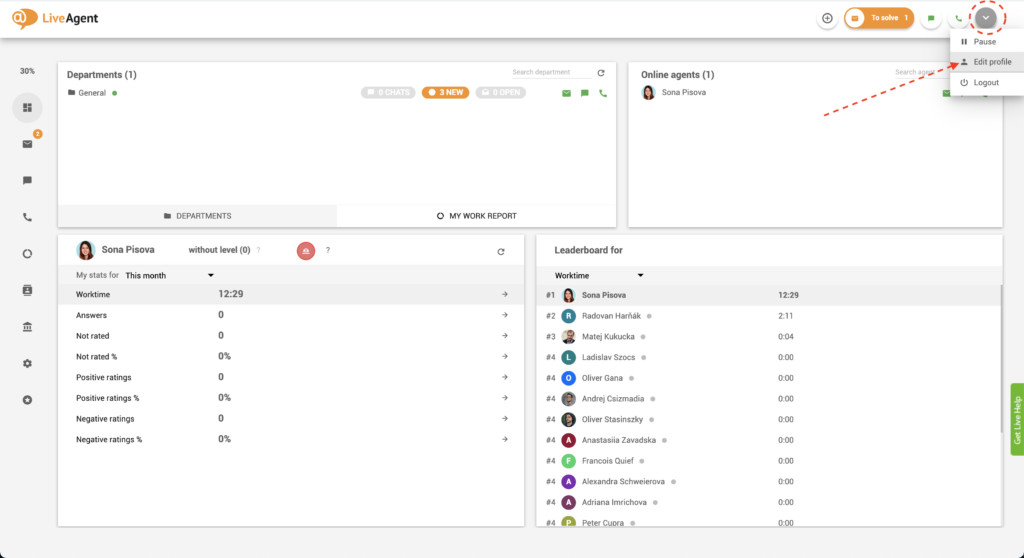 Upraviť profil agenta