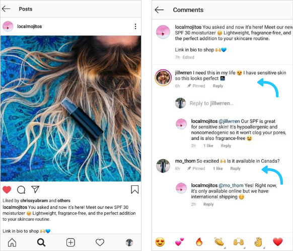 Pripnuté komentáre na Instagrame