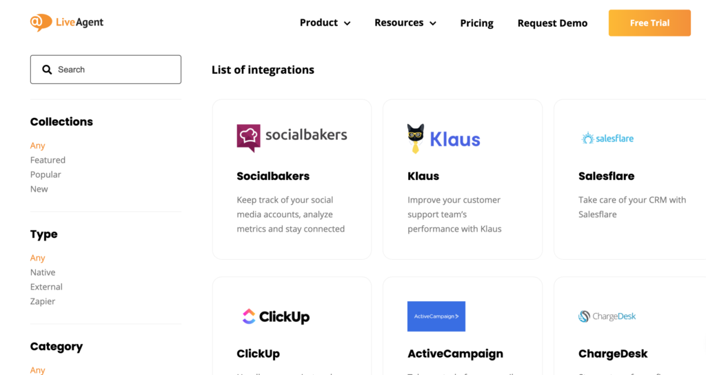 Integrácie LiveAgent