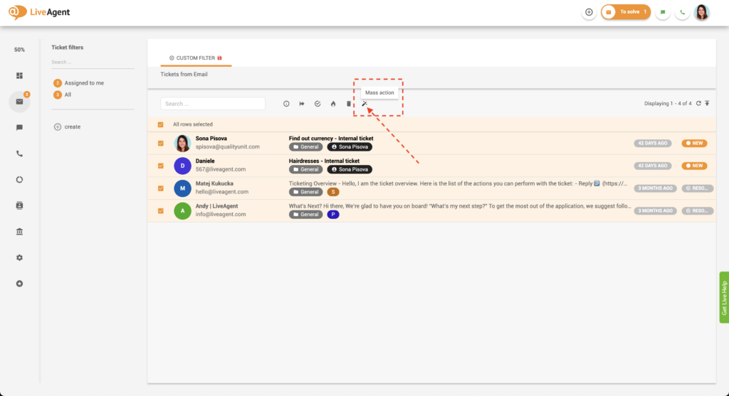 Tlačidlo hromadnej akcie