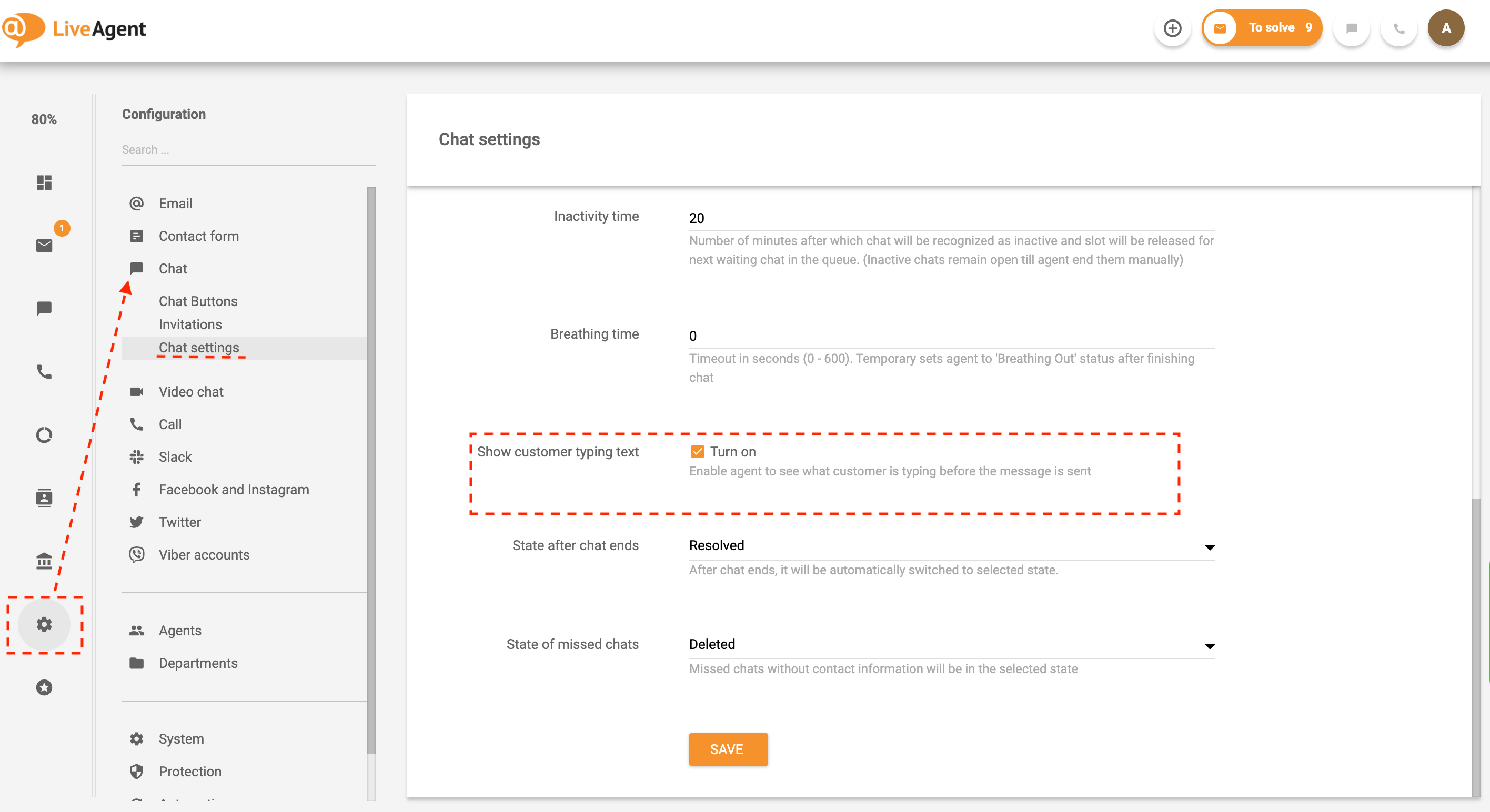 Nastavenia náhľadu písania v reálnom čase v LiveAgent
